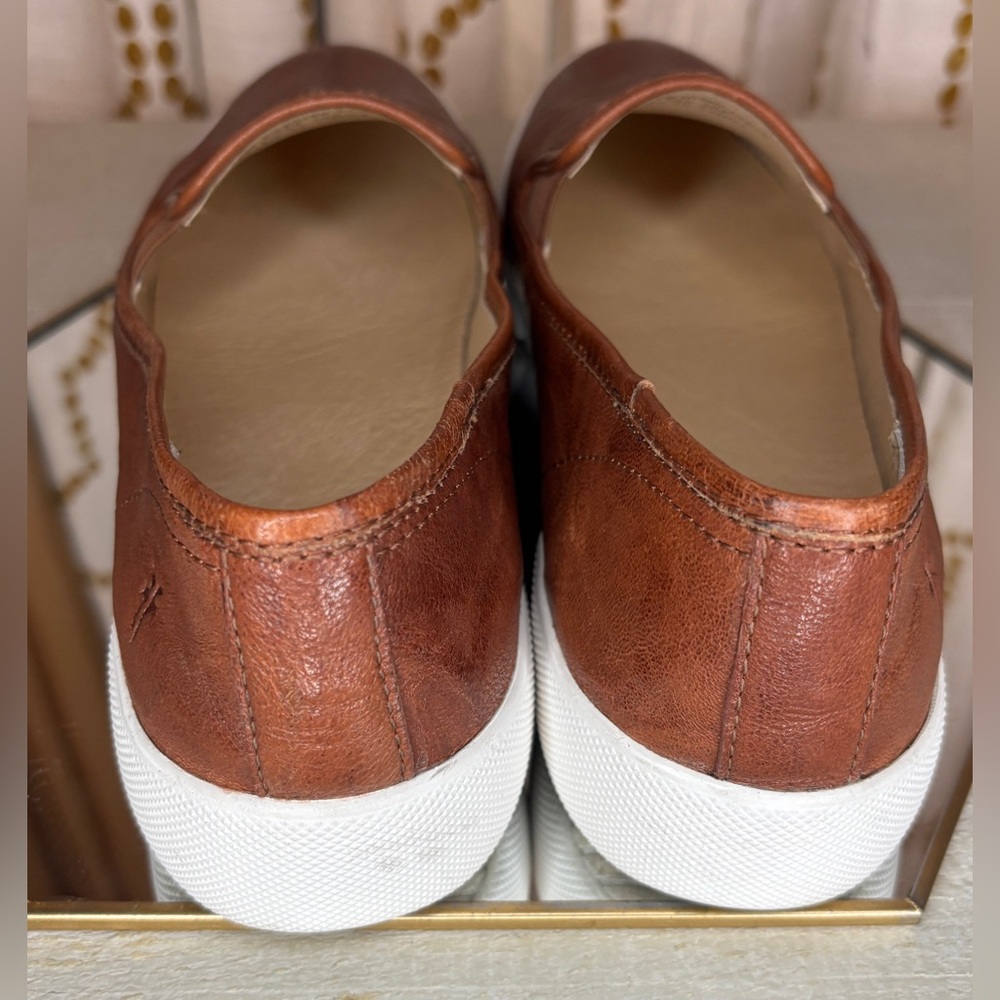 Frye Brown Leather Slip-on Sneakers Loafers with Moccasin Toe Size 8.5 - Picture 5 of 10
